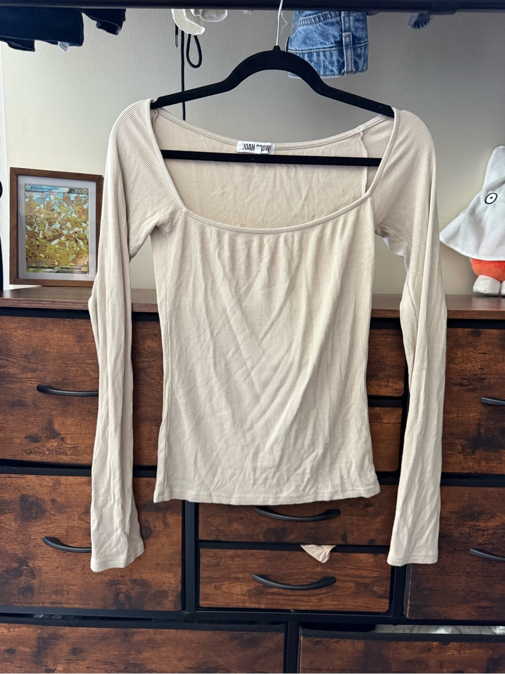 Joah Brown Square Neck Long-Sleeve Top - Neutral Beige